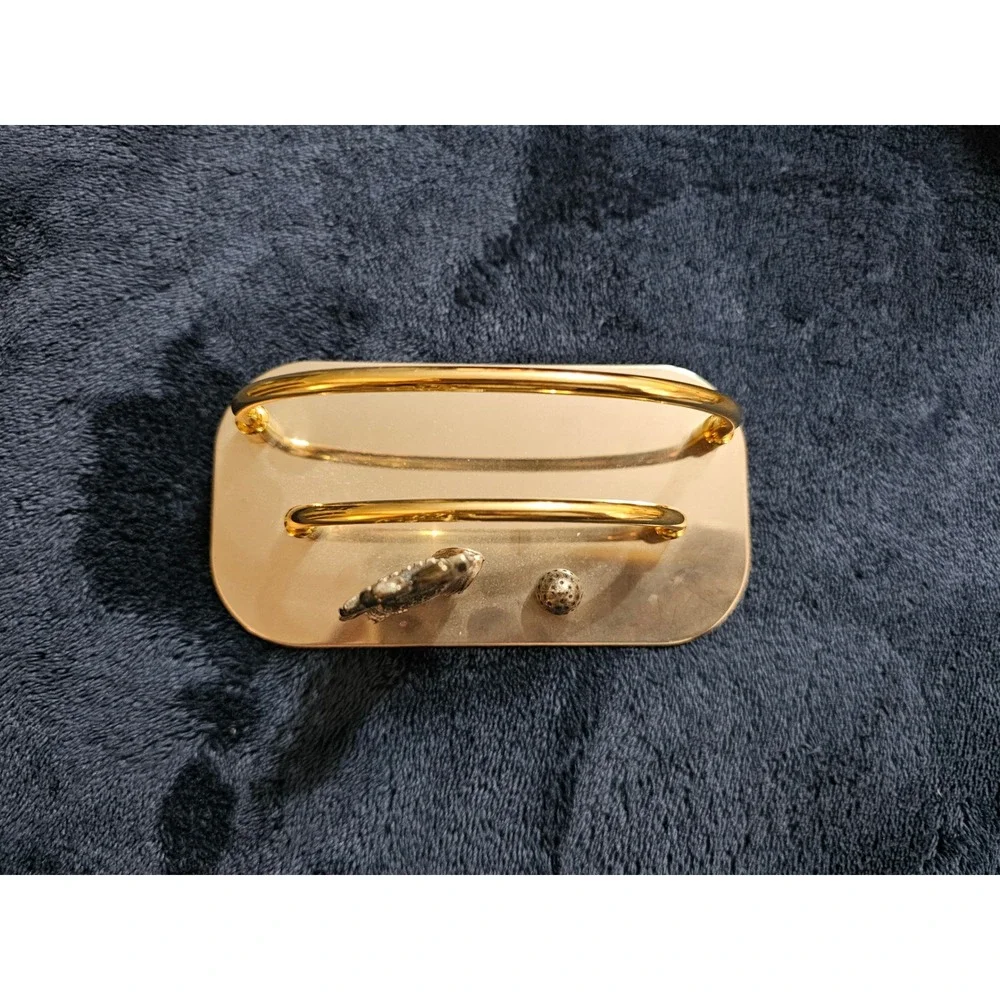 Vintage Golf Bag Letter Holder Gold Tone Metal Napkin Stand Desk Accessory